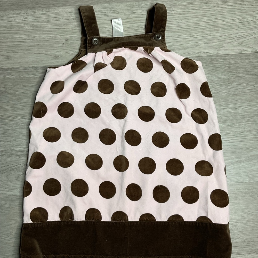 Gymboree Jumper Dress Size 7 Cotton Brown Pink‎ Polka Dot Corduroy Lined